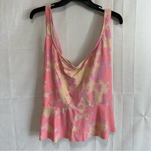 Aqua Couture Women’s Tankini Swimsuit Top in Coral Tie Dye Size 3X